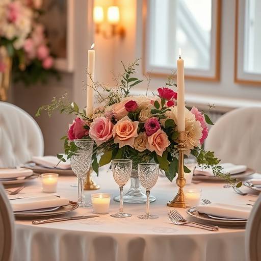 Elegantly reserved table setting with flowers and candles