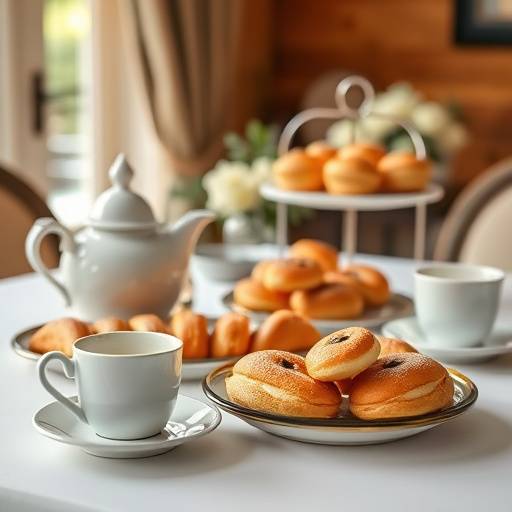 Professional catering setup with coffee and pastries